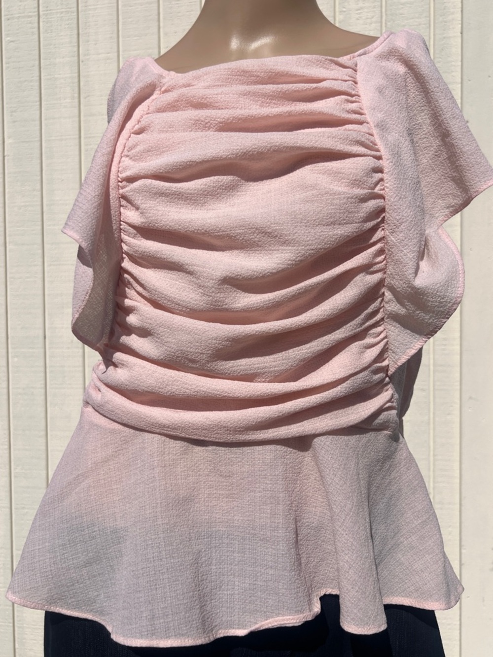 Max Studio London Blush Pink Ruffle Shirt Size L
